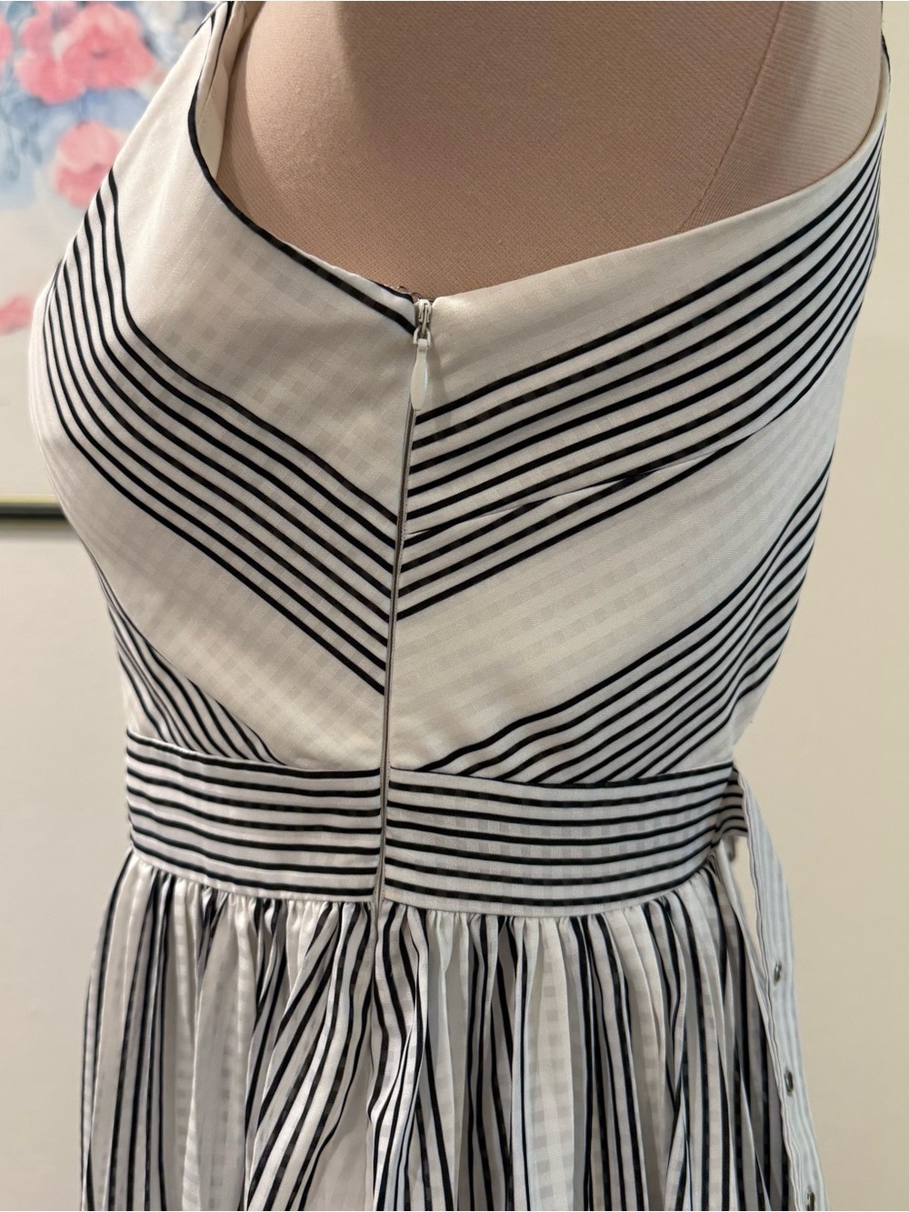 Adelyn Rae White and Black Striped Midi Fit-and-Flare Dress - Picture 5 of 8